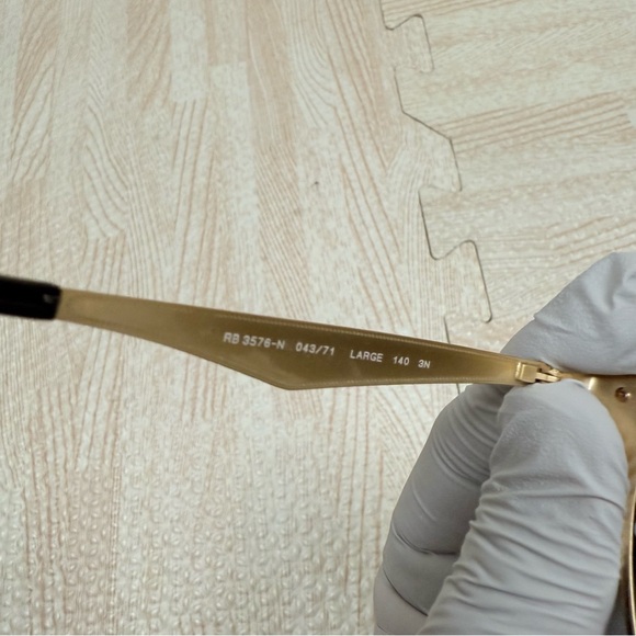 Ray Ban CLUBMASTER RB 3576-N 043/71 Large Black Green Gold Sunglasses - Picture 8 of 10